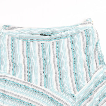 Bonmarché Womens Blue Striped  Flare Skirt Size 16