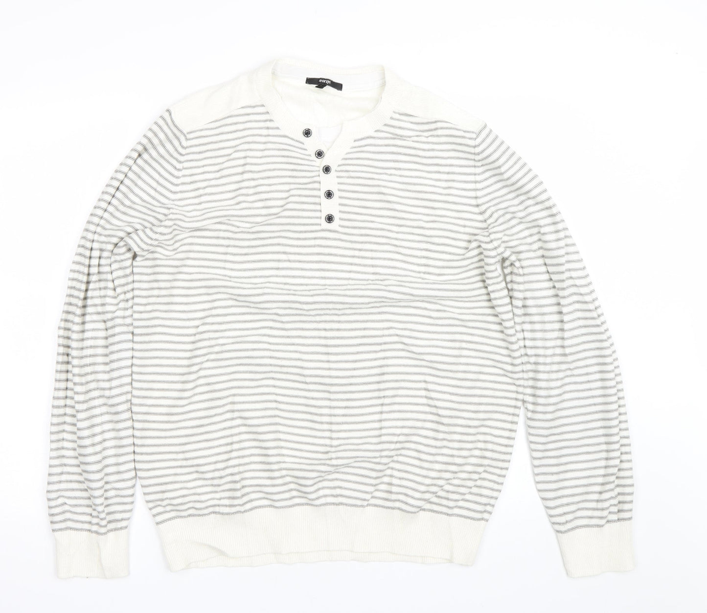 George Mens White Striped  Pullover Jumper Size L