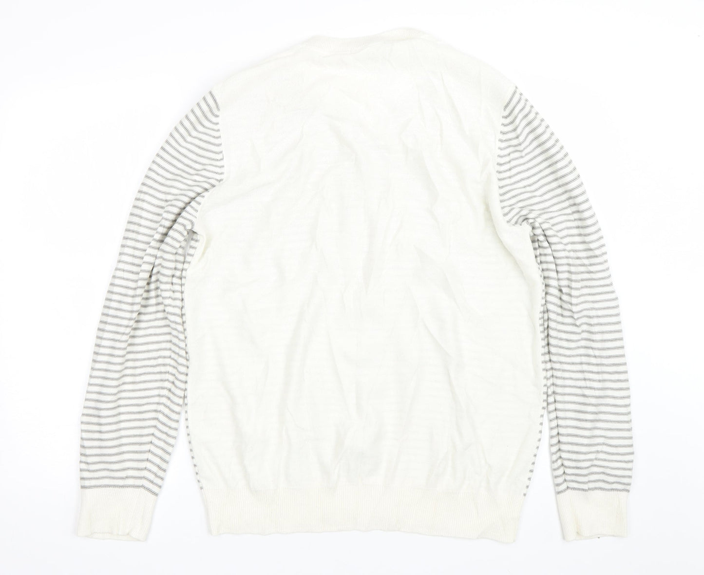 George Mens White Striped  Pullover Jumper Size L