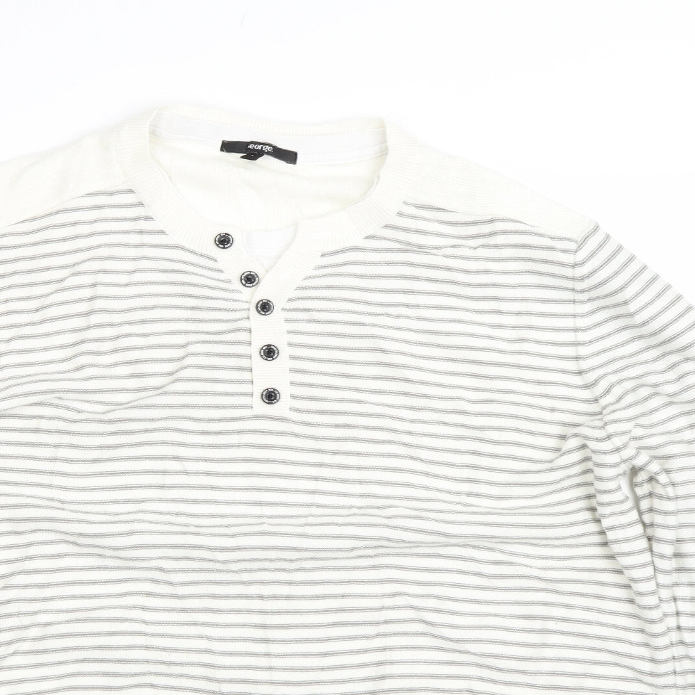 George Mens White Striped  Pullover Jumper Size L
