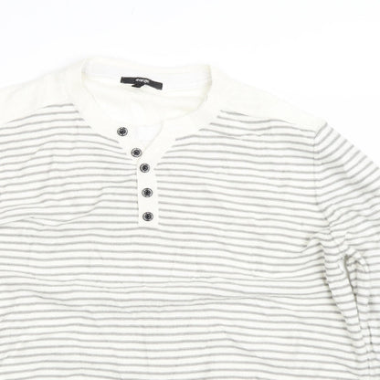 George Mens White Striped  Pullover Jumper Size L