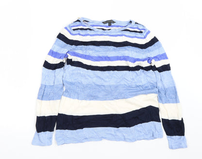 Love knitwear Womens Blue Striped  Pullover Jumper Size 12