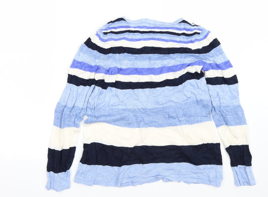 Love knitwear Womens Blue Striped  Pullover Jumper Size 12