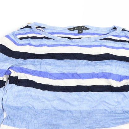 Love knitwear Womens Blue Striped  Pullover Jumper Size 12