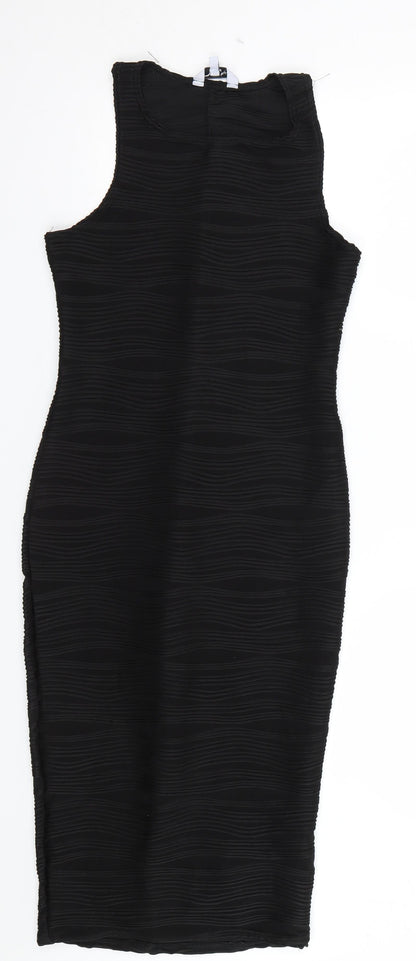 New Look Womens Black Striped  Wrap Dress  Size 10