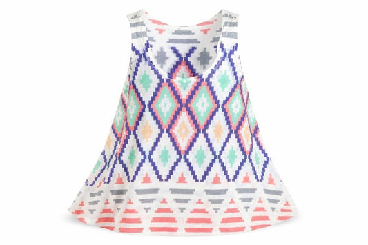 Front view of Sage USA women’s multicoloured argyle/diamond basic tank, size L