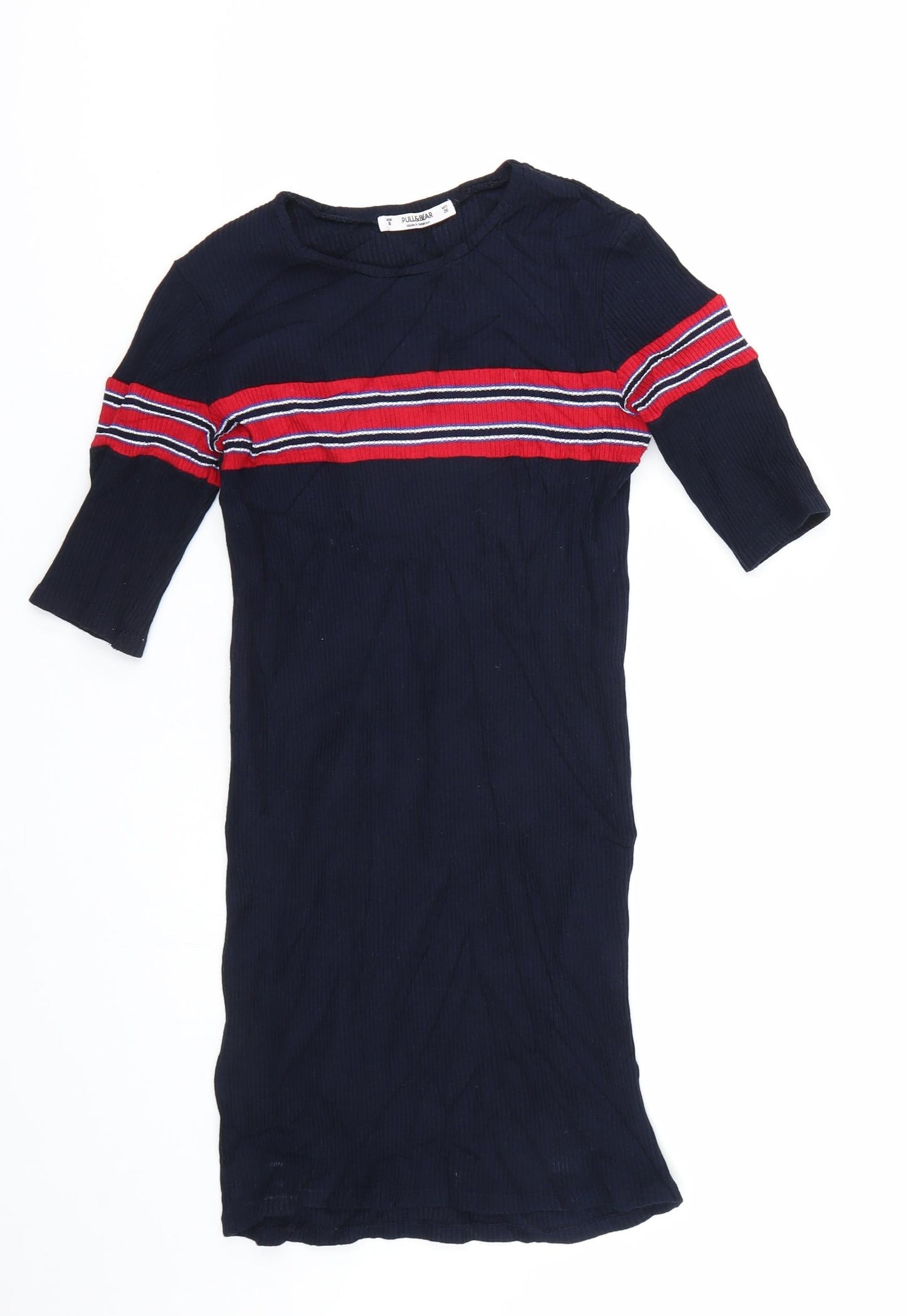 Pull&Bear Womens Blue Striped  T-Shirt Dress  Size S