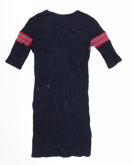 Pull&Bear Womens Blue Striped  T-Shirt Dress  Size S