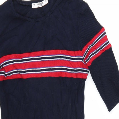 Pull&Bear Womens Blue Striped  T-Shirt Dress  Size S