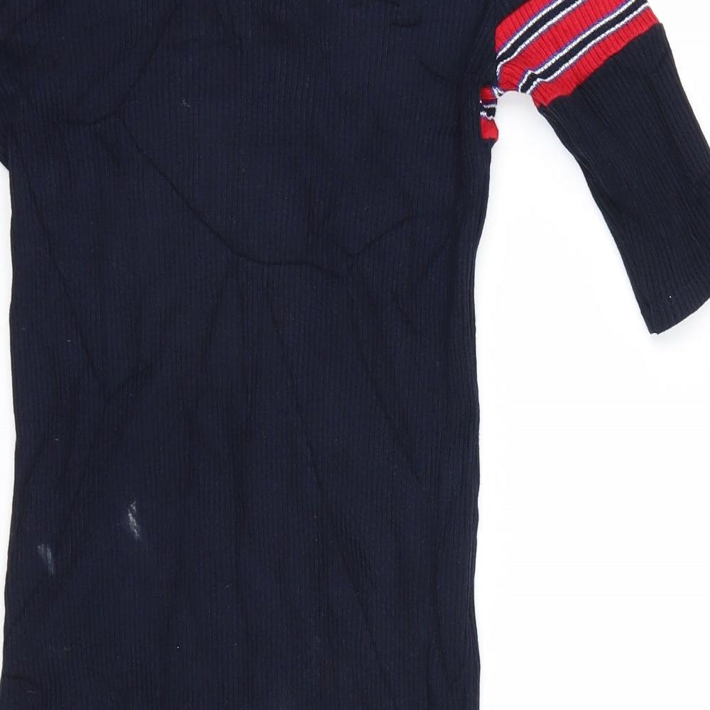 Pull&Bear Womens Blue Striped  T-Shirt Dress  Size S