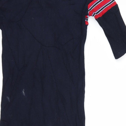 Pull&Bear Womens Blue Striped  T-Shirt Dress  Size S