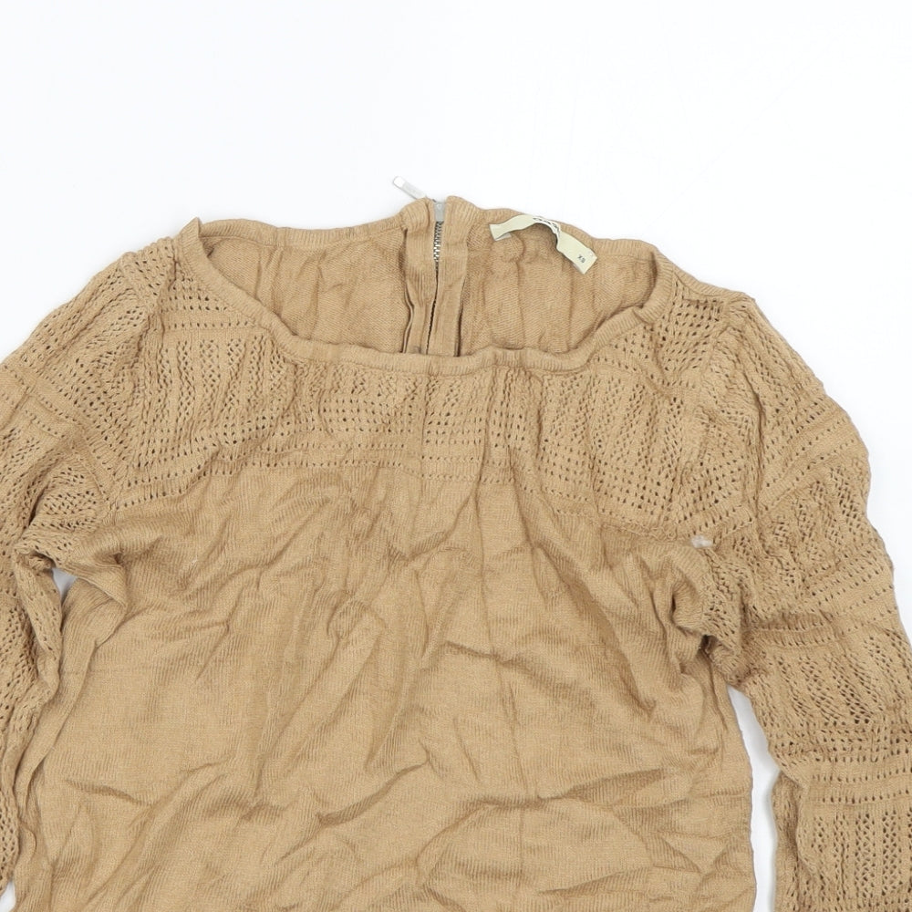Womens UK Size XS Oasis Brown Basic T-Shirt