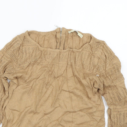 Womens UK Size XS Oasis Brown Basic T-Shirt