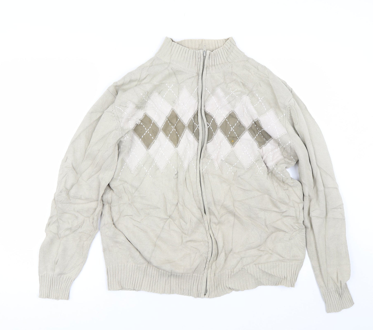 Brooker Mens Brown Argyle/Diamond  Full Zip Sweatshirt Size L