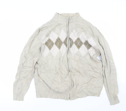 Brooker Mens Brown Argyle/Diamond  Full Zip Sweatshirt Size L