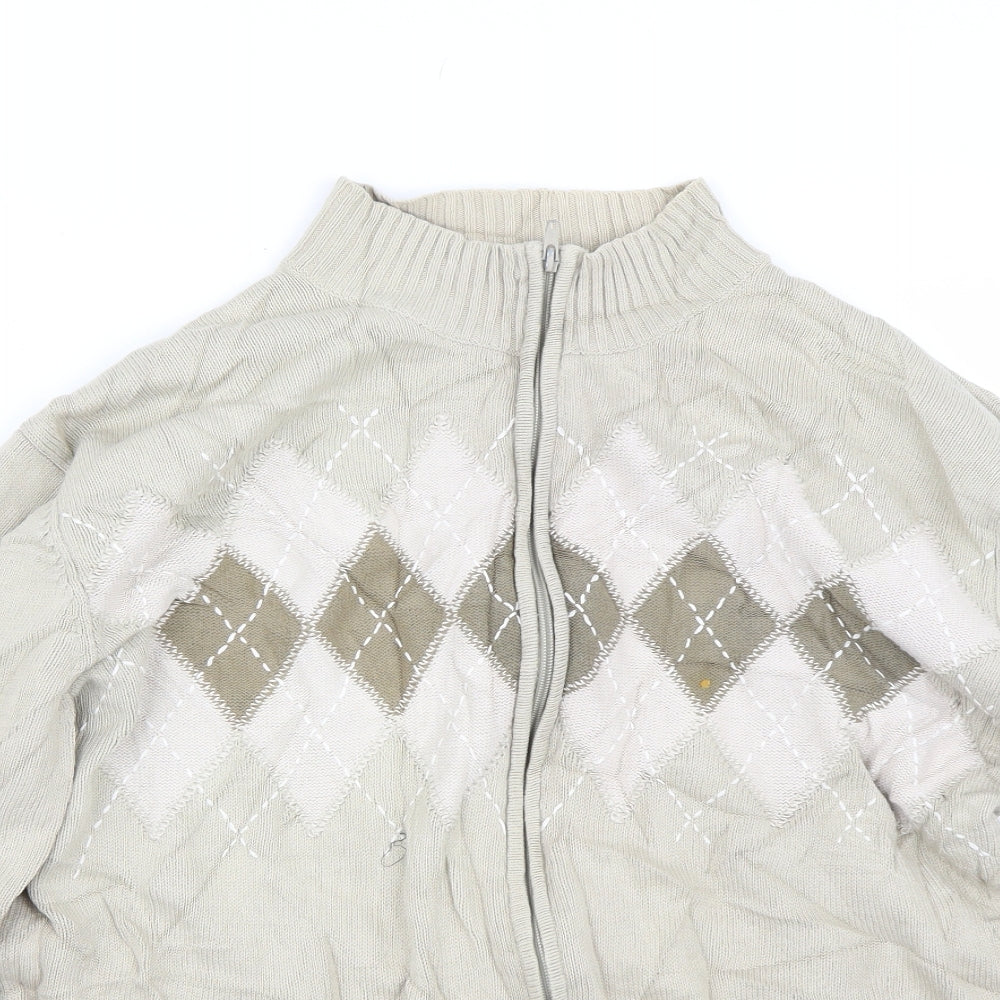 Brooker Mens Brown Argyle/Diamond  Full Zip Sweatshirt Size L