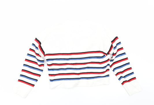 New Look Girls White Striped  Pullover Jumper Size 10-11 Years