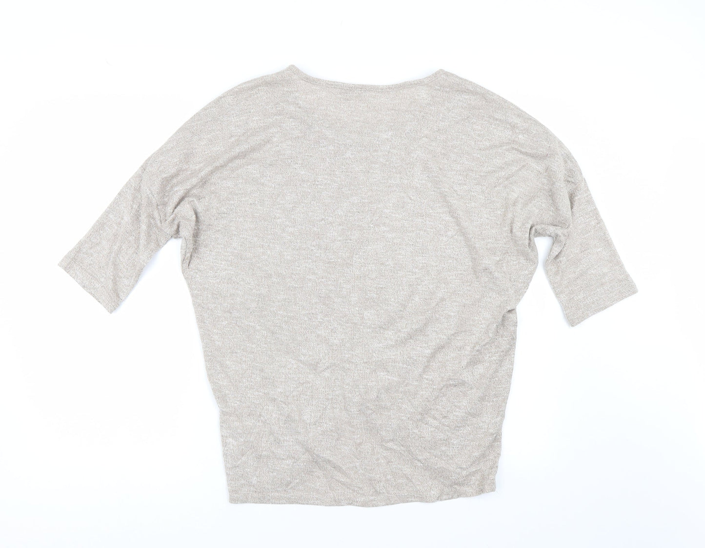 Womens UK Size 10 Apricot Beige Basic T-Shirt