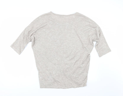 Womens UK Size 10 Apricot Beige Basic T-Shirt