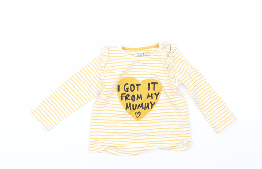 Fred & flo Baby Yellow Striped  Basic T-Shirt Size 6-9 Months