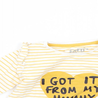 Fred & flo Baby Yellow Striped  Basic T-Shirt Size 6-9 Months