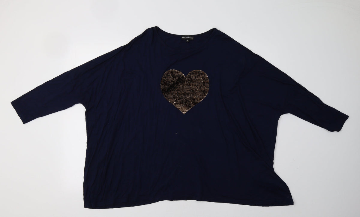 Additional front view of cotton cub women’s blue pullover sweatshirt, size L