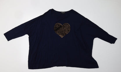 Additional front view of cotton cub women’s blue pullover sweatshirt, size L