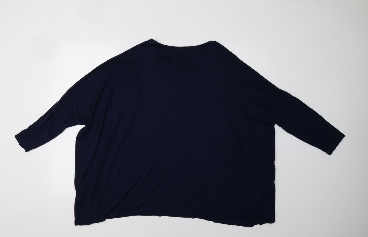 Back view of cotton cub women’s blue pullover sweatshirt, size L