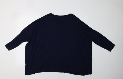 Back view of cotton cub women’s blue pullover sweatshirt, size L