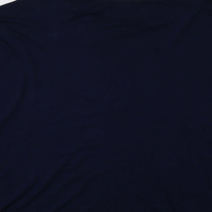 Brand and care label for cotton cub women’s blue pullover sweatshirt, size L