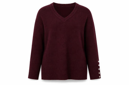 Front view of aprodnetz women’s purple knit pullover sweatshirt, size UK 12