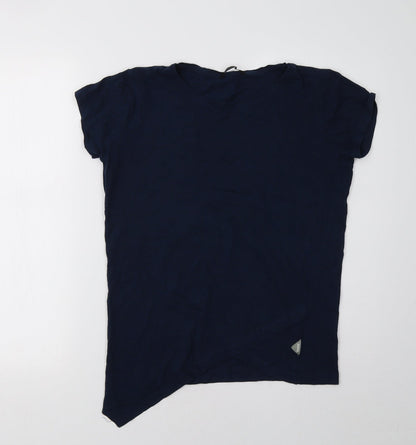 Womens UK Size S Diverse Blue Basic T-Shirt