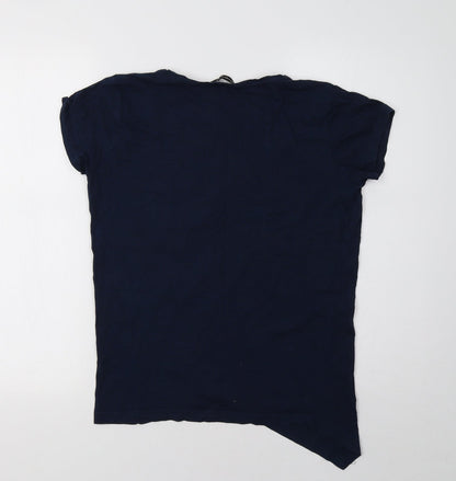 Womens UK Size S Diverse Blue Basic T-Shirt