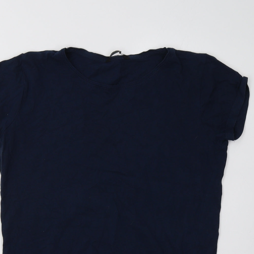Womens UK Size S Diverse Blue Basic T-Shirt