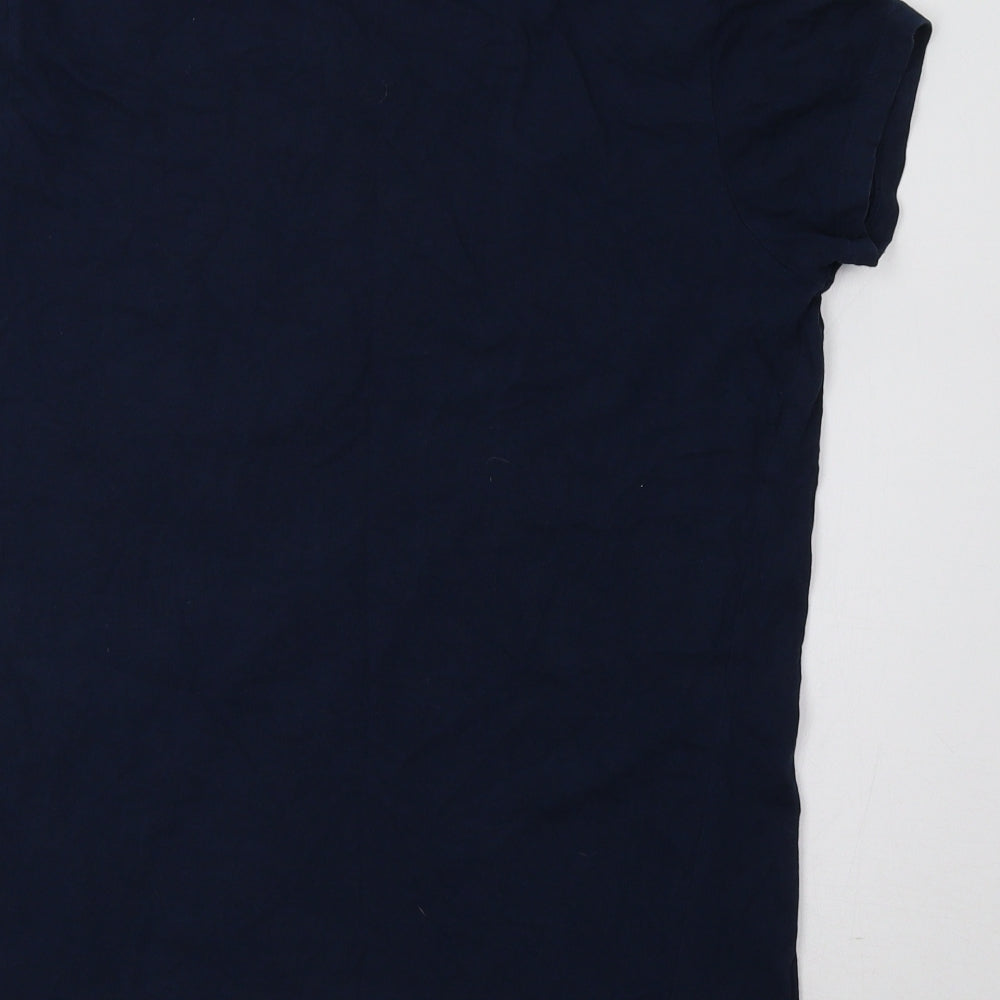 Womens UK Size S Diverse Blue Basic T-Shirt