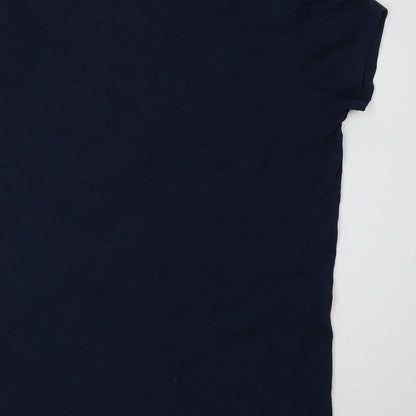 Womens UK Size S Diverse Blue Basic T-Shirt