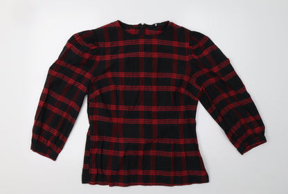 BE VERY Womens Red Check  Pullover Sweatshirt Size 14
