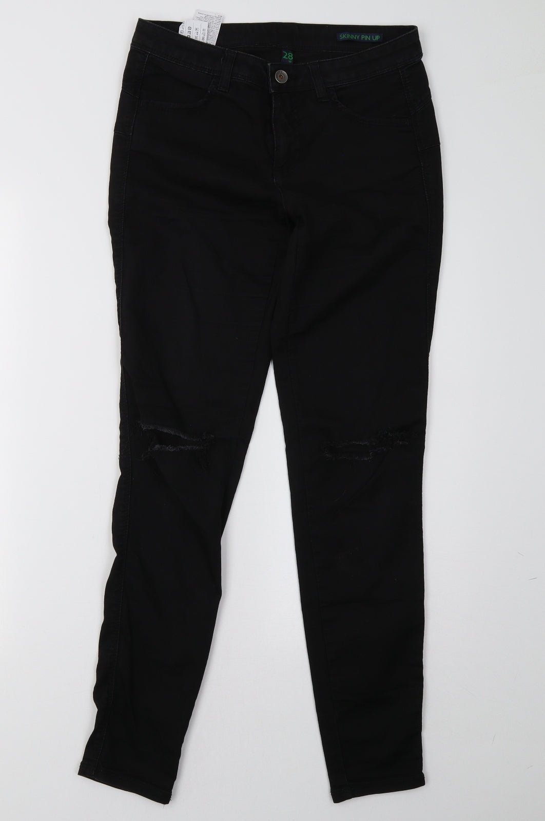 Womens UK Size 28 Preworn Regular Fit Skinny Black Jeans