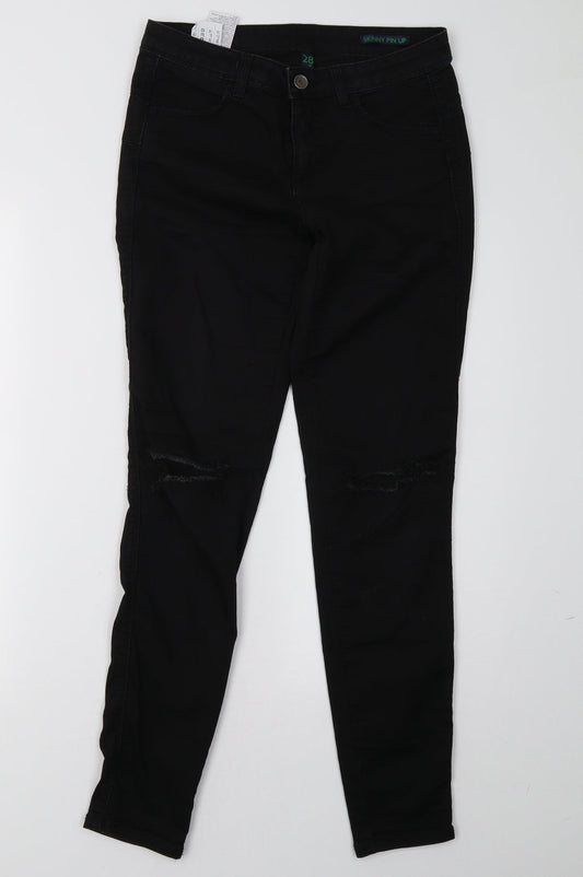 Womens UK Size 28 Preworn Regular Fit Skinny Black Jeans