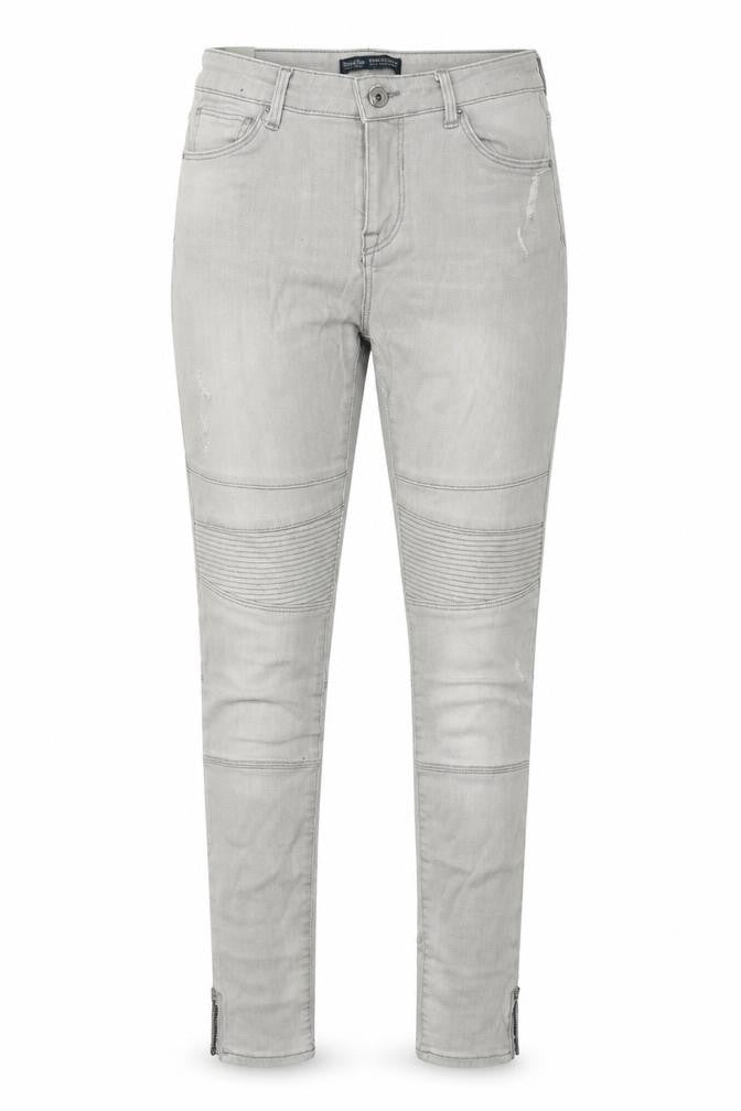 Front view of Bershka women’s grey denim skinny jeans, size UK 28, 30-inch leg