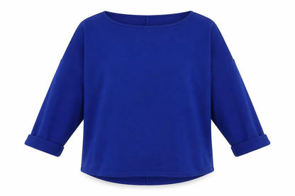 Front view of originals women’s blue pullover sweatshirt, size M