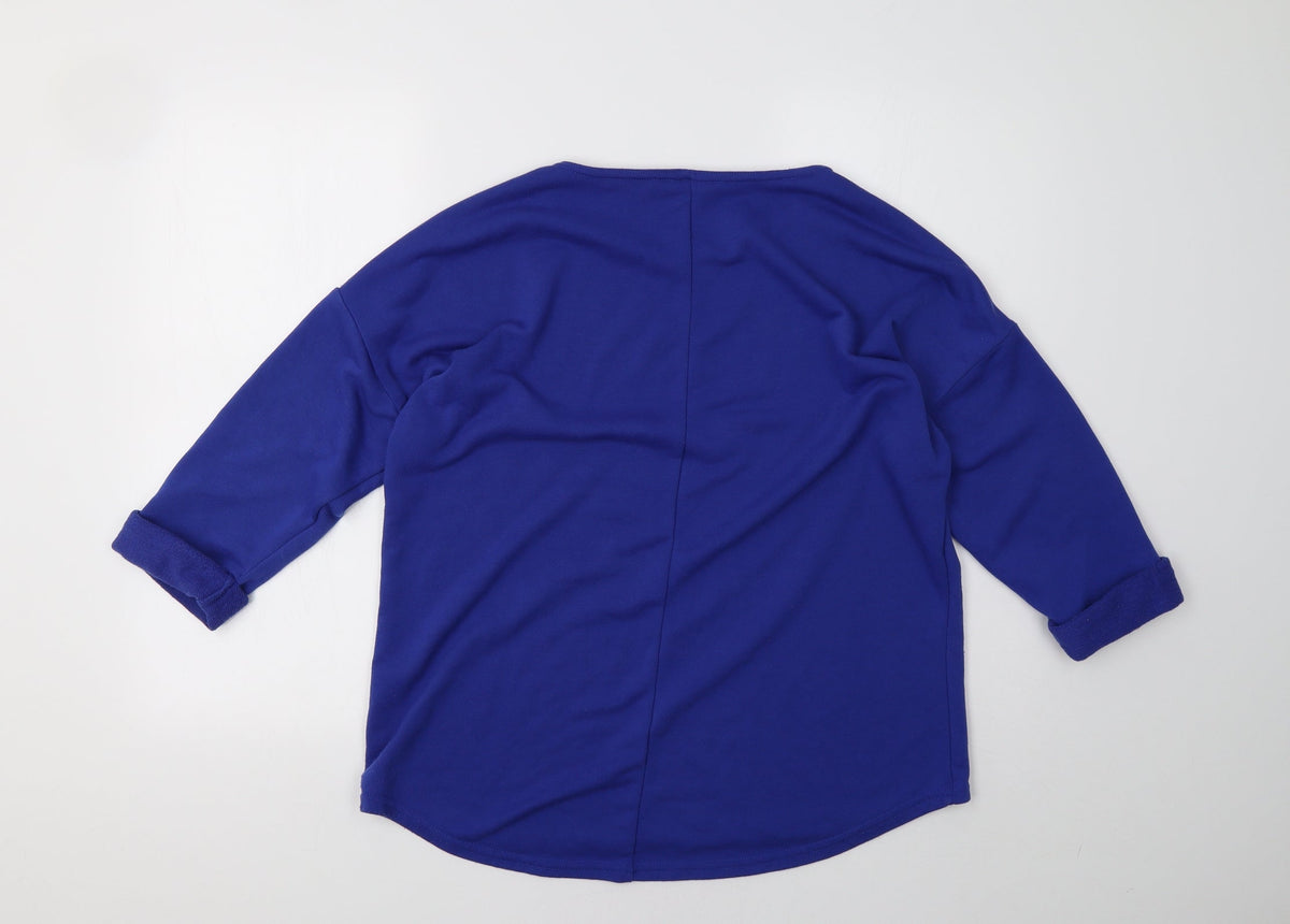 Back view of originals women’s blue pullover sweatshirt, size M