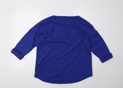 Back view of originals women’s blue pullover sweatshirt, size M