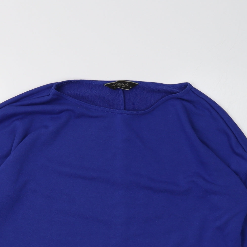 Close-up detail of originals women’s blue pullover sweatshirt, size M