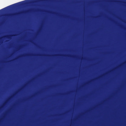 Brand and care label for originals women’s blue pullover sweatshirt, size M