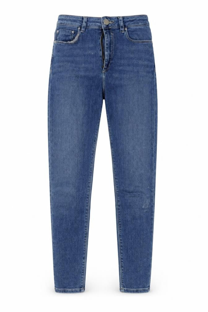 Front view of ASOS women’s blue denim skinny jeans, size UK 28, 32-inch leg