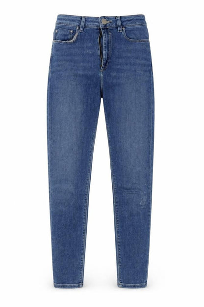Front view of ASOS women’s blue denim skinny jeans, size UK 28, 32-inch leg