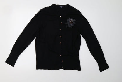Additional front view of Debenhams women’s black pullover sweatshirt, size UK 16
