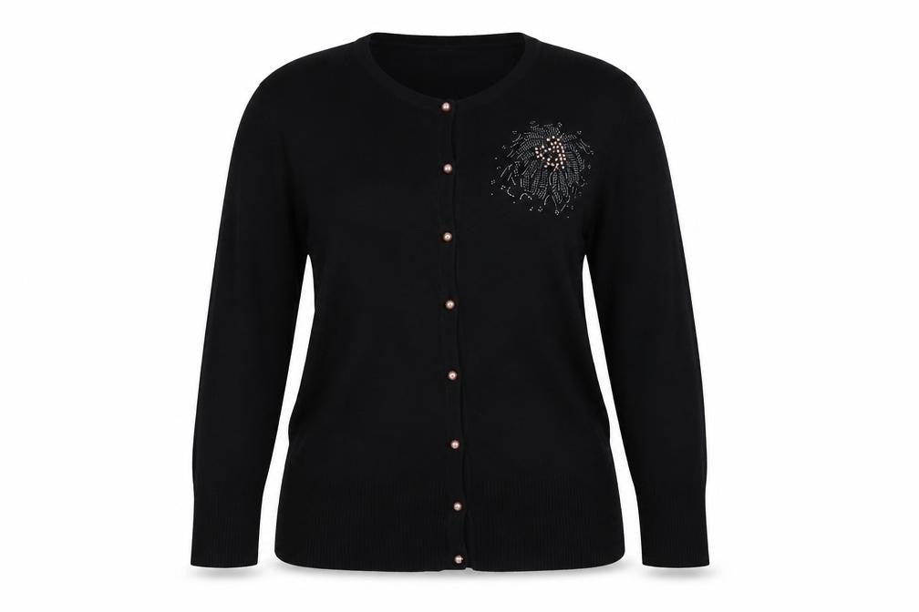 Front view of Debenhams women’s black pullover sweatshirt, size UK 16