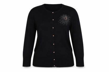 Front view of Debenhams women’s black pullover sweatshirt, size UK 16